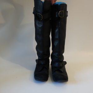 Womens Shoe Box Black Leather Suede Tall Pull-On Boots 39 US/9 *